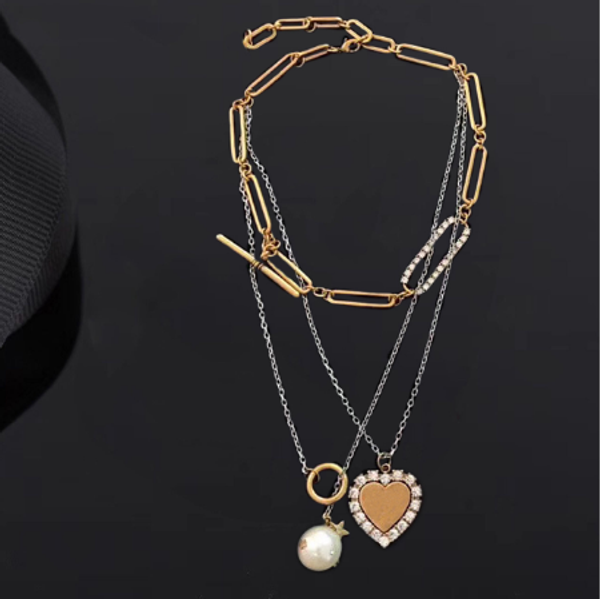 

fashion metal love star letter necklace jewelry double necklace 2020 new arrvial pretty gift, Silver
