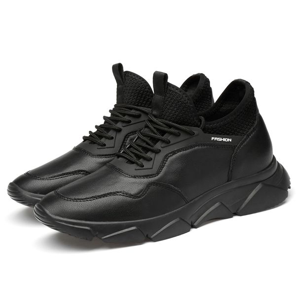 

2019 new flats casual shoes autumn fashion men shoes genuine leather male moccasins lace-up leather men sneakers hc-307, Black