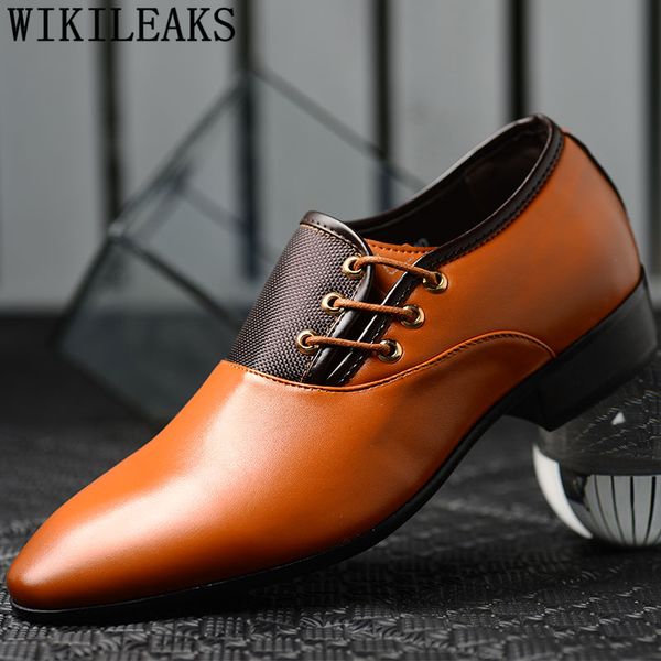 

office shoes men elegant brown dress dress shoes men formal coiffeur leather classic big size chaussure homme ayakkabi, Black