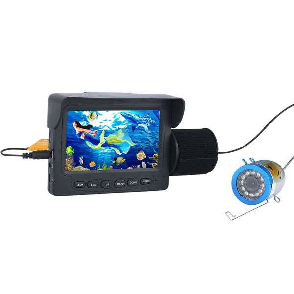 

pddhkk 4.3inch tft color monitor underwater fishing video camera 12 pcs led white lights fish finder camera for lake waterproof
