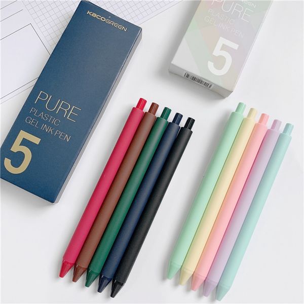 

5pcs pure colors gel ink pens ballpoint 0.5mm vintage sweet designs multi color pens for writing stationery office school f696, Blue;orange