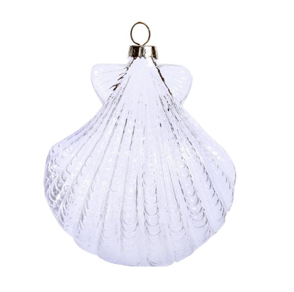 

promotion - diy paintable transparent clear christmas ornament decoration 110*90mm glass rainbow sea shell ornament, 5/pack
