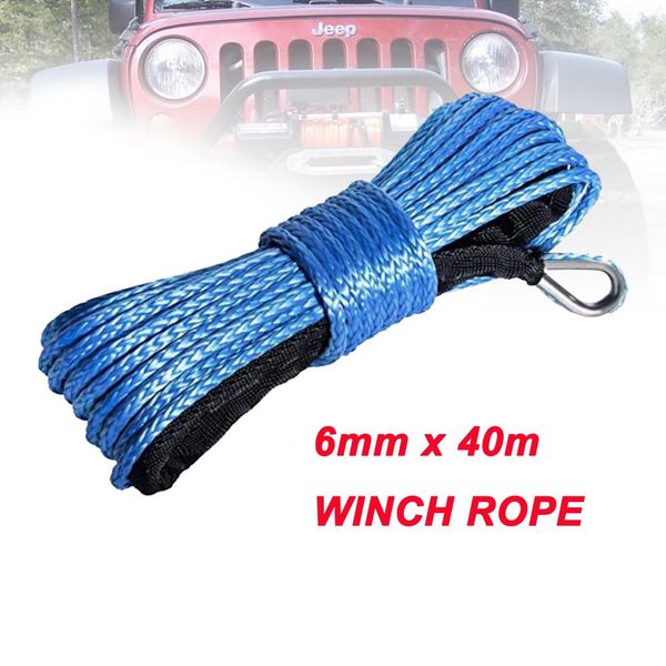 

6mm x 40m uhmwpe winch rope synthetic car tow recovery cable offroad 4wd atv utv