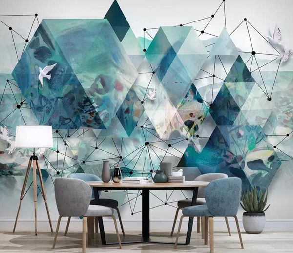 

self-adhesive] 3d blue polygon 1993303 wood plank texture 128 wall paper mural wall print decal murals