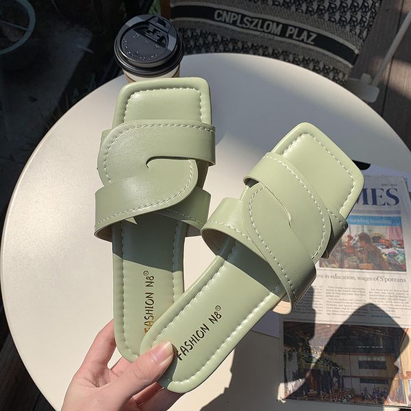 

2020 new summer casual flat womens sandals buckle strap flats sandals shoes woman solid color beach slippers sandalias mujer, Black