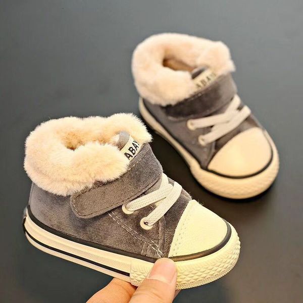 

baby winter shoes,girls boots 1-3t warm fur boys shoes, plus velvet toddler boots 2019 winter new type children cotton shoes, Black;grey