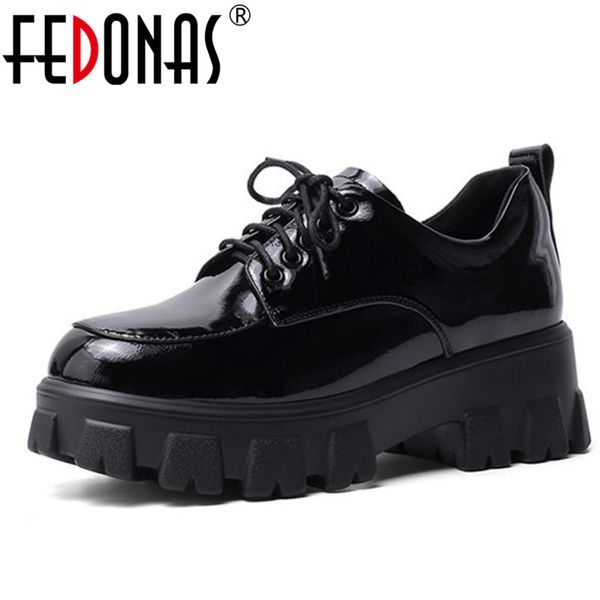 

fedonas concise pumps women basic shoes genuine leather platform casual shoes woman brand autumn slip on shallow pumps, Black