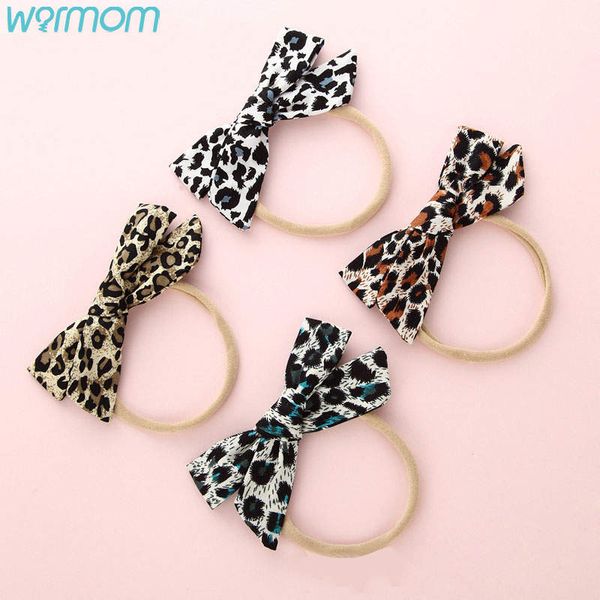 

warmom leopard bowknot baby girls headband fashion hairband child kids elastic hair ornaments infant toddler headwear, Slivery;white