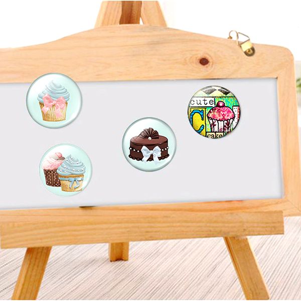 

dessert cake cute fridge magnet cartoon cake refrigerator magnets kawaii glass cabochon 30mm sticker fashion creative home decor