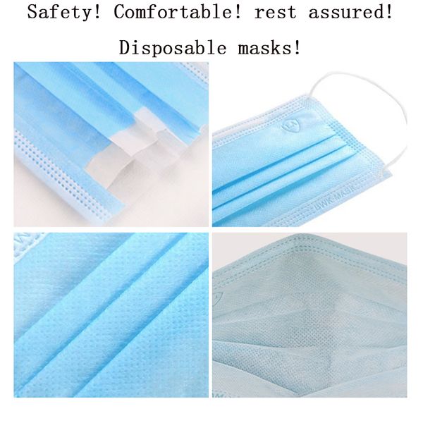 

epack dust mask women's three-layer non-woven disposable printing mask outdoor face dust masks electrostatic filtration 50pcs bag one time