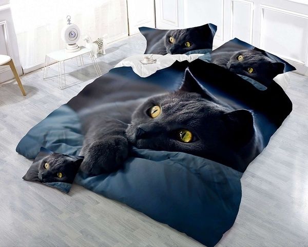 

2018 new design 3d cat printing bedclothes bedding decor winter comfortable bedding sets