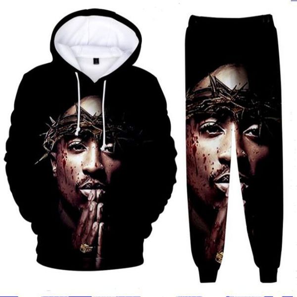 

new fashion men/womens tupac 2pac funny 3d print fashion tracksuits crewneck hip hop hoodies + pants aa0235, Gray
