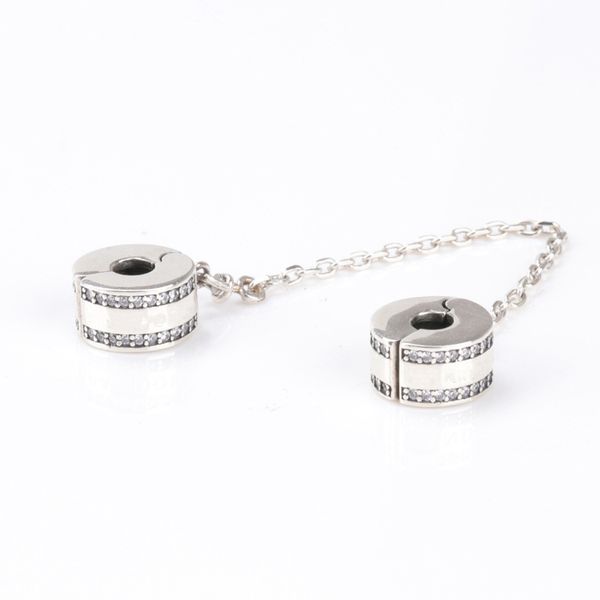 Großhandel - CZ-Diamant-Charm-Charm für Pandora 925 Sterling Silber Silikon-Sicherheitskettenarmband-Schmuck mit Originalverpackung