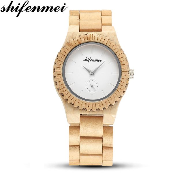 

shifenmei 2019 wood watch women business watch quartz ladies wooden watches luxury gifts full wooden watches 5532, Slivery;brown