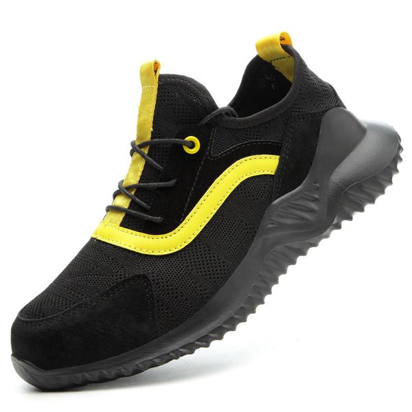 

work steel toe shoes safety shoes fashion sneakers ultra-light soft bottom breathable anti-smashing work safety boots men, Black;brown