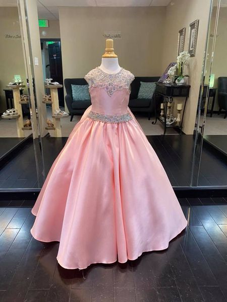 

fashion coral pink little girls pageant dresses princess sheer neck rhinestones ruched satin prom evening party flower girls dress, White;red