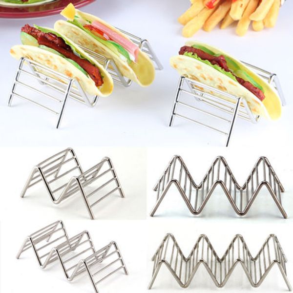 

new taco holder stainless steel taco stand mexican food rack shelf 1-4 slots