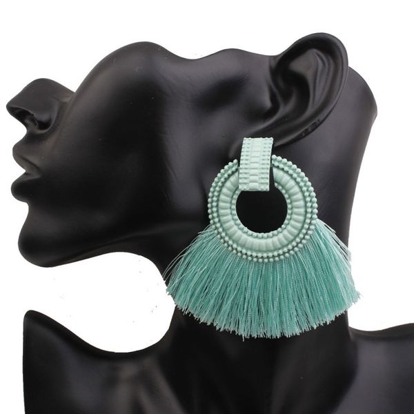 

hoop leather tassel fringe dangle drop earrings for women fashion jewelry, Silver