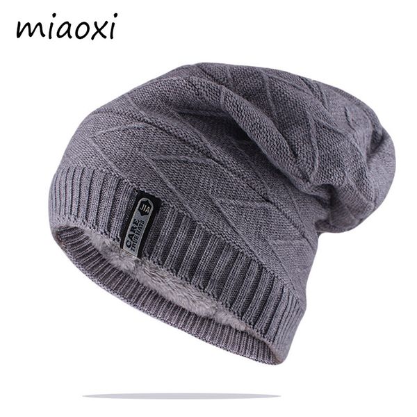 

men beanies fashion winter warm knitted hat skullies new style women striped brand bone casual thicken solid bonnet