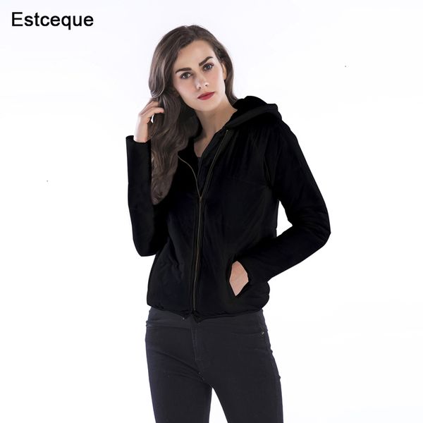 

winter jas women plus size 2xl womens parka thicken coat solid jackets short women's slender cotton waved basic, Black