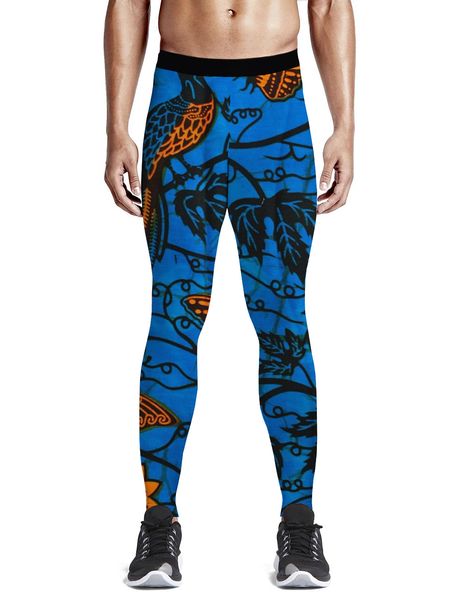 

paper-cut flowers and birds pants men happy leggings tummy control knee length nine pants quick dry exercise football trousers m, Black