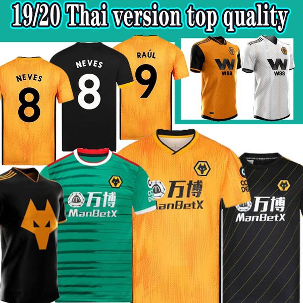 

new season wolves neves raul soccer jerseys men 19 20 wolverhampton wanderers football shirts doherty diogo j. maillots de foot, Black;yellow