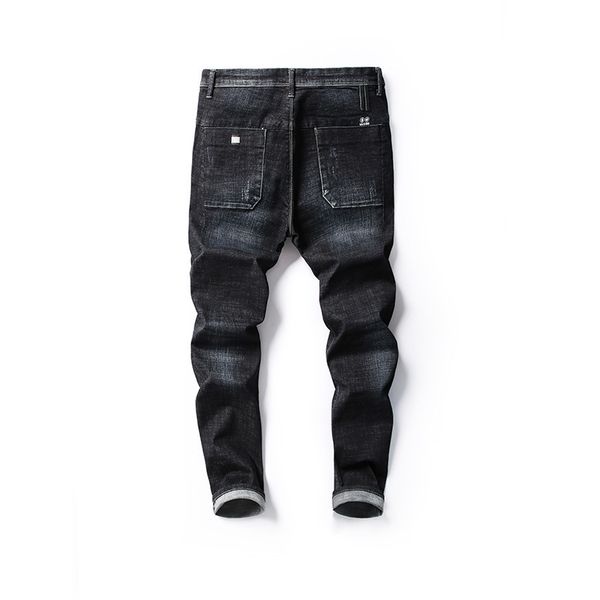 

mens designer boutique cotton stretch slim jeans teenagers washed long pants, Blue
