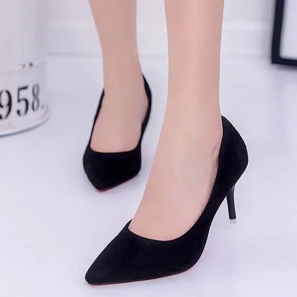 

plus size 34-42 wedding shoes high heels pumps women poined toe boat shoes ladies dress woman patent leather zapatos mujer, Black