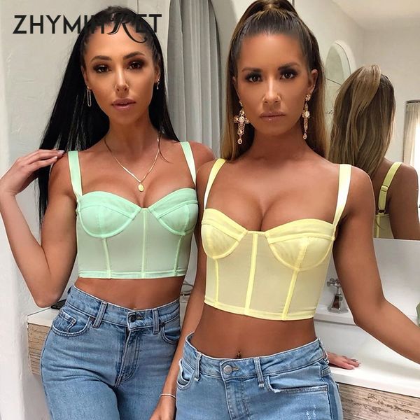 

women's tanks & camis zhymihret summer sweet mint green tank women square collar festival crop mujer fashion 2021 streetwear, White