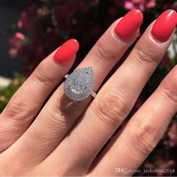 

размер 6-10 потрясающие роскошные ювелирные изделия 925 stearling silver капля воды белый топаз cz алмазный бриллиантовые партии женщин свад, Slivery;golden