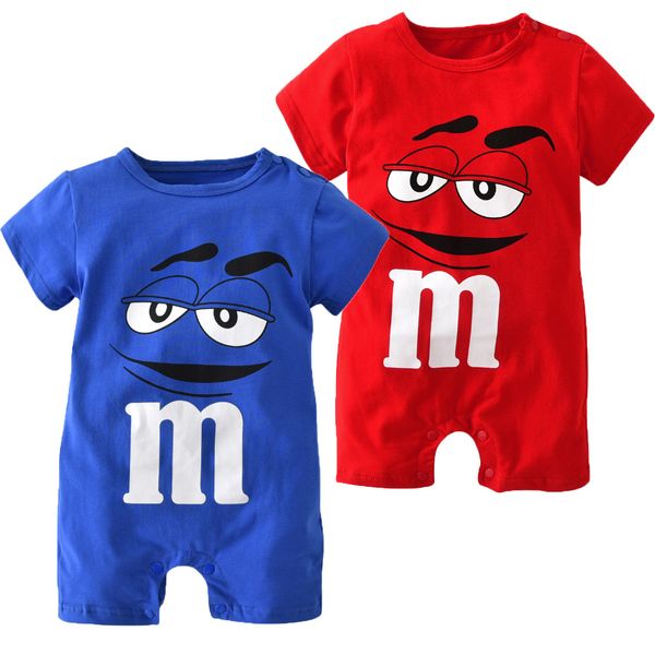 

european and american children's clothing 2017 summer models boys and girls baby cotton short-sleeved suits romper, White