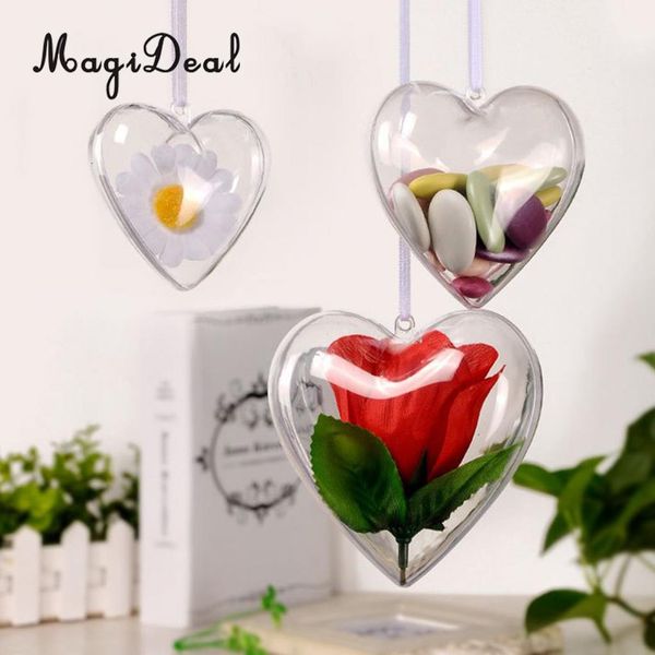 

5pcs clear plastic fillable heart box ornaments wedding christmas candy box 8cm