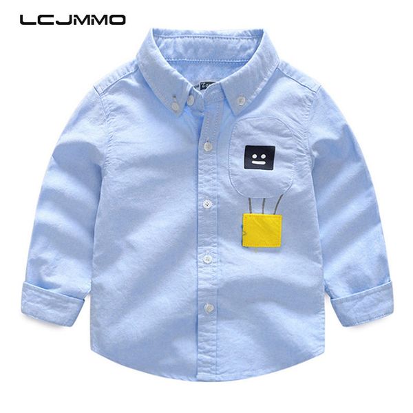 

lcjmmo мода оксфорд мальчиков рубашки 2018 весна осень мультфильм мальчика кнопки рубашка вышивки детская рубашка детская одежда топы, White;black