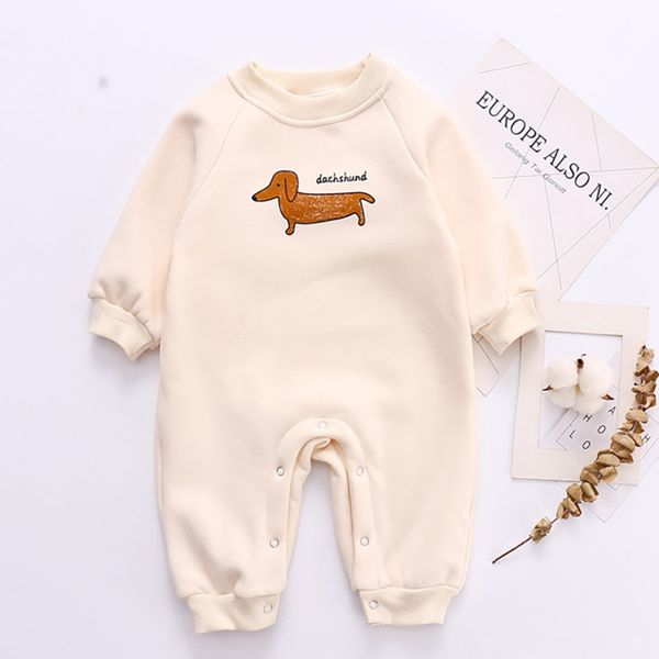 

0-18m winter infant baby bodysuit boys girls clothes long sleeve cartoon print thicken velvet kids casual jumpsuit, Blue