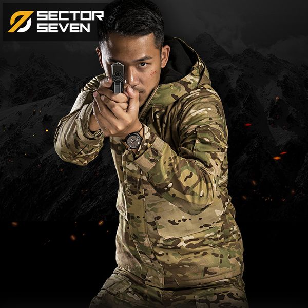 

sector seven men's g8 tactical camouflage jacket fleece liner outwear windproof waterproof coat, Black;brown
