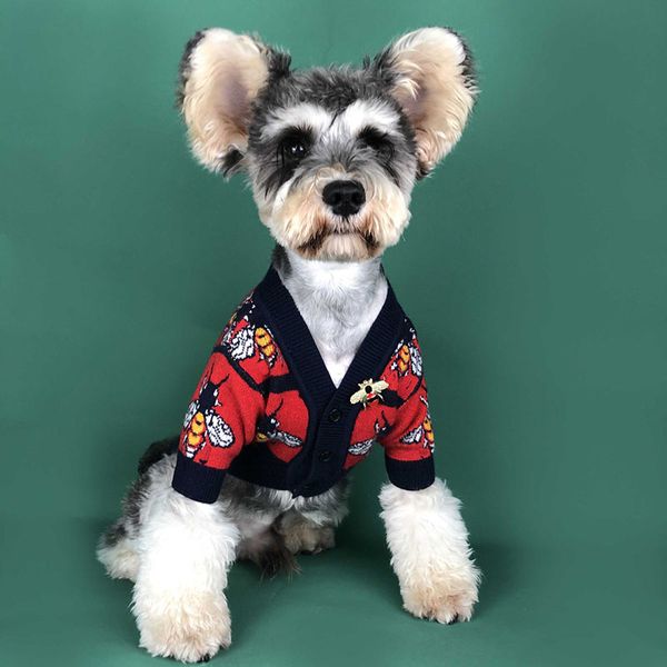 

autumn winter pet wool sweater hip hop style dog apparel high street pet dog sweater teddy bulldog dog apparel red and black wx9-1764