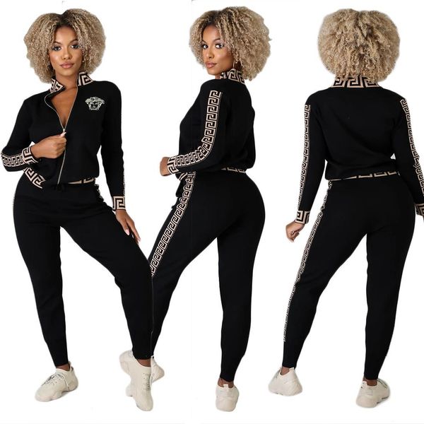 

fall winter women new sweatsuit 2 pcs set outdoor coat pants casual tracksuit letter outfits s-2xl sweatsuits jogging suit 1983