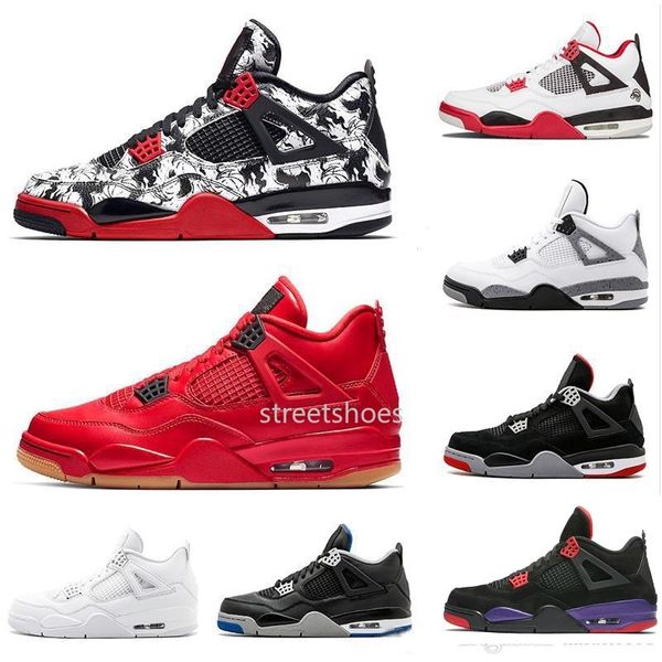 

4 4s men basketball shoes new white laser black cat thunder military blue 2019 designer shoes sport shoes sneakers