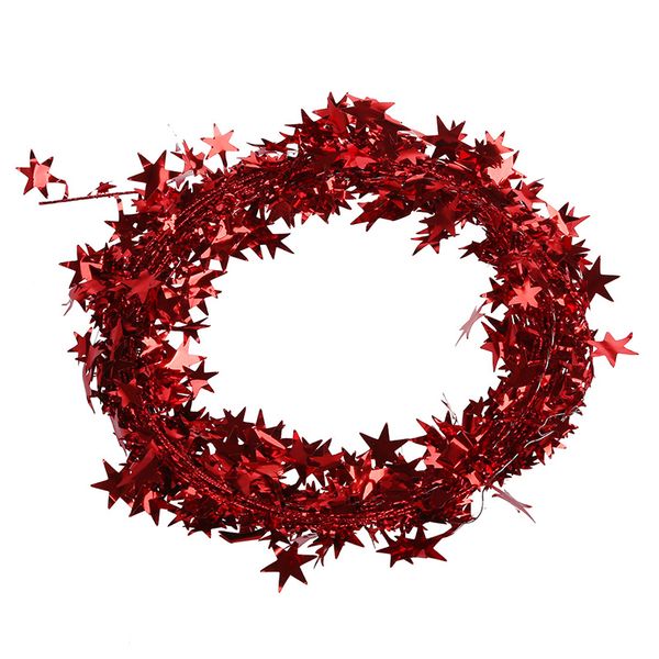 

23 feet glittering red-star shaped tinsel wire garland christmas decoration