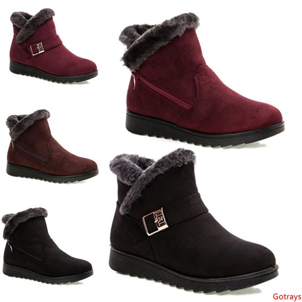

2020 non-brand winter women snow boots triple black wine red brown suede ankle boots mother shoes keep warm 36-40 style 37