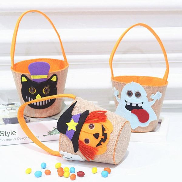 

halloween buckets bag ghost print baby spider basket candy handbags cartoon kids cat tote home festiavel party favor dhl an2648