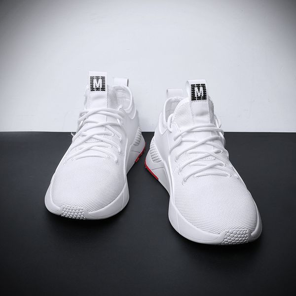 

2019 spring new style fashion fly woven breathable mesh shoes athletic, White;red