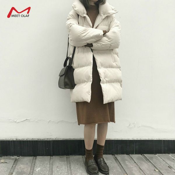 

2019 winter stand collar medium length women cotton-padded jacket female fashion casual warm down puffer jacket parka ca6531, Black