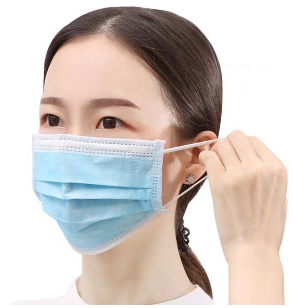

50pcs disposable mask 3 layer earloop dust mouth masks cover 3ply non-woven anti dust mask soft breathable safety face masks