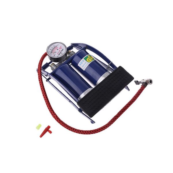 

double twin barrel cylinder air inflator foot pump car van bicycle bike tyre