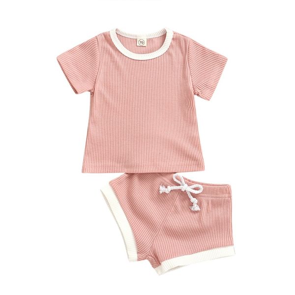 

2pcs fashion new summer newborn baby girls boys clothes cotton casual short sleeve t-shirt+shorts toddler infant outfit set, White