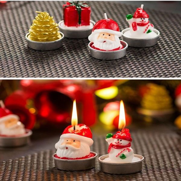 

christmas candle santa claus snowman xmas tree wax candle christmas new year house table decorations candles an2734