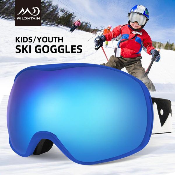 

wildmtain kids snow goggles, 5-18 year old boys and girls ski goggles, anti fog with wide vision, 100% uv protection ski glasses