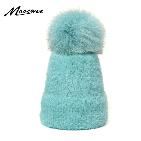 

women winter beanies hats real fur pom pom hat loose skullies hats knitted wool diamonds beanie shiny ladies girls caps, Blue;gray