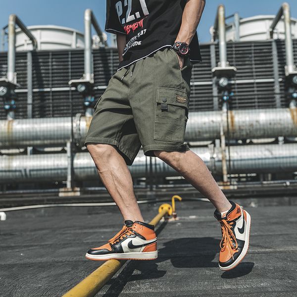 

2020 new trend men cargo shorts summer man streetwear male casual joggers short pants knee length casual tactical shorts m-3xl, White;black